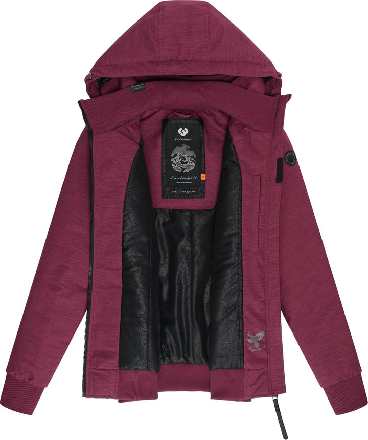 Ragwear Damen warme wasserdichte Winterjacke Outdoorjacke mit Kapuze Nuggie Melange XS-6XL XS Wine25