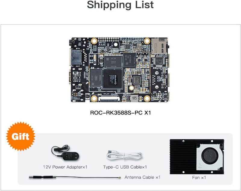 WayPonDEV Firefly ROC-RK3588S-PC 8K AI Rockchip RK3588S Single Board Computer 16GB RAM LPDDR4 & 128G