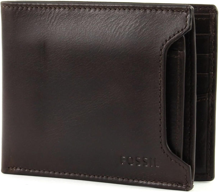 Fossil Brieftasche für Herren Derrick, 100% Leder Bifold Dunkelbraun 11,5 cm L x 2 cm B x 9 cm H ML3
