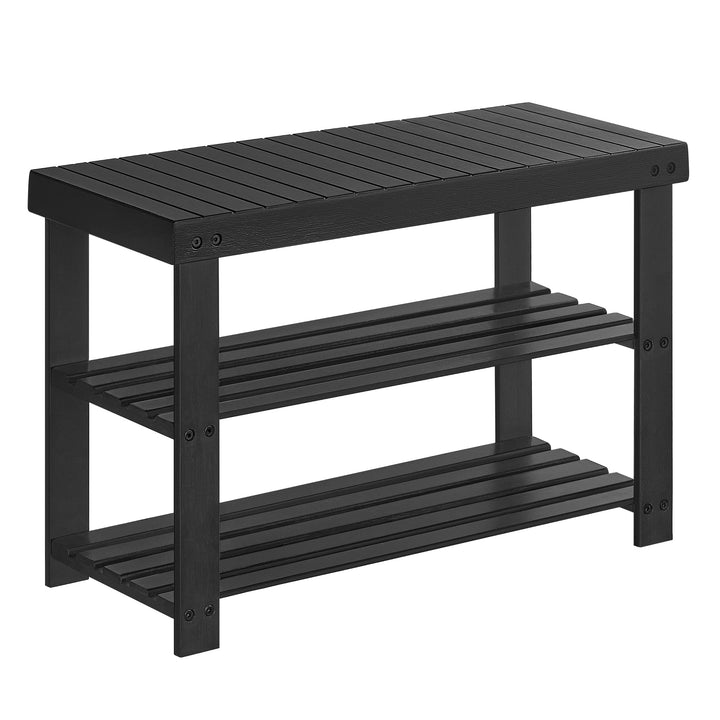 SONGMICS Schuhbank, Schuhregal mit 3 Ebenen, Schuhablage aus Bambus, bis 130 kg belastbar, 28,7 x 70