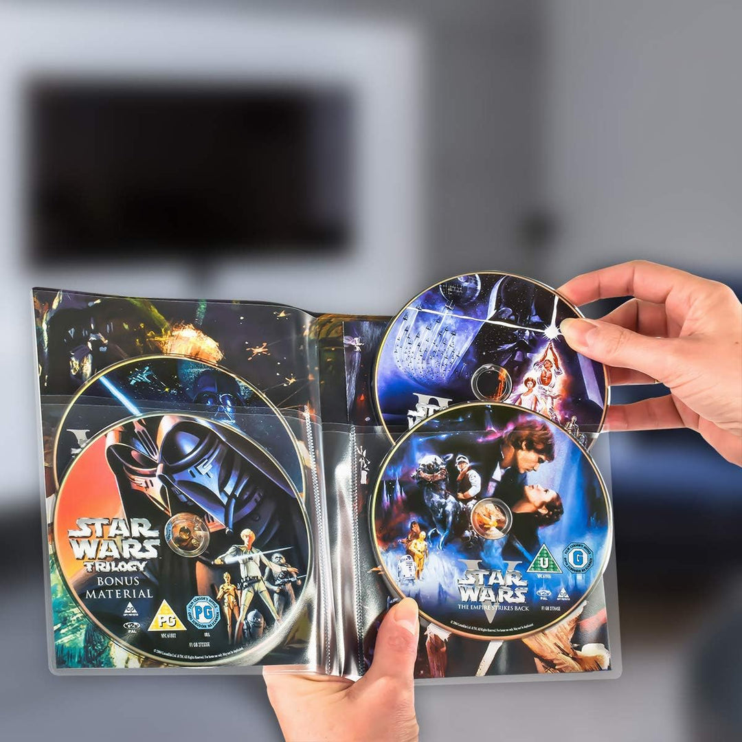 3L 4fach DVD Hüllen mit Platz für 4 DVDs mit Covertasche – 10 Stück - Praktische & Platzsparende Auf