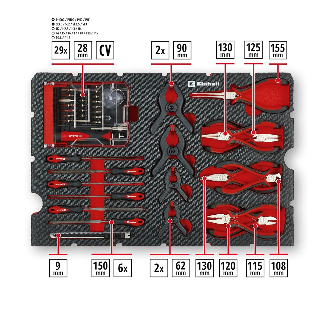 Original Einhell Werkzeugkoffer Hobby E-Case 153-tlg. (Elektronik-Reparatur-Set, Elektroarbeiten, El