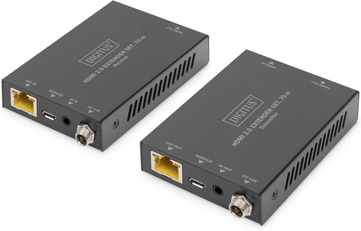 DIGITUS HDMI 2.0 Extender Set, 70 m 4K/60Hz, 18 Gbps, HDCP 2.2, HDR, PoC Ultra-HD / 4K@60Hz LAN Kabe