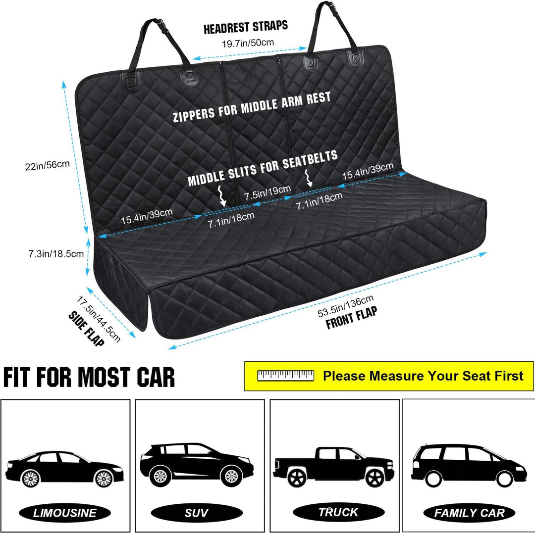 Autoschondecke Hund Rücksitz 136x 119cm Universal Nylon Car Seat Cover Dog Schwarz Hundedecke für me