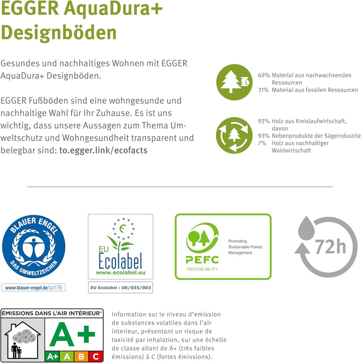 EGGER Aquadura+ Hybridboden EDF173 Waltham Eiche natur 1292x246x7,5mm (2,543m²) 2,543m² | Boden, 2,5