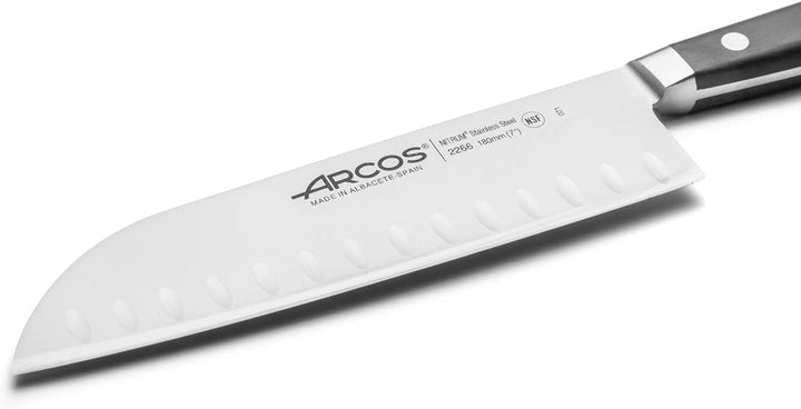 Arcos Opera - Santoku Messer - NITRUM geschmiedetem Edelstahl 180 mm - HandGriff POM Farbe Schwarz