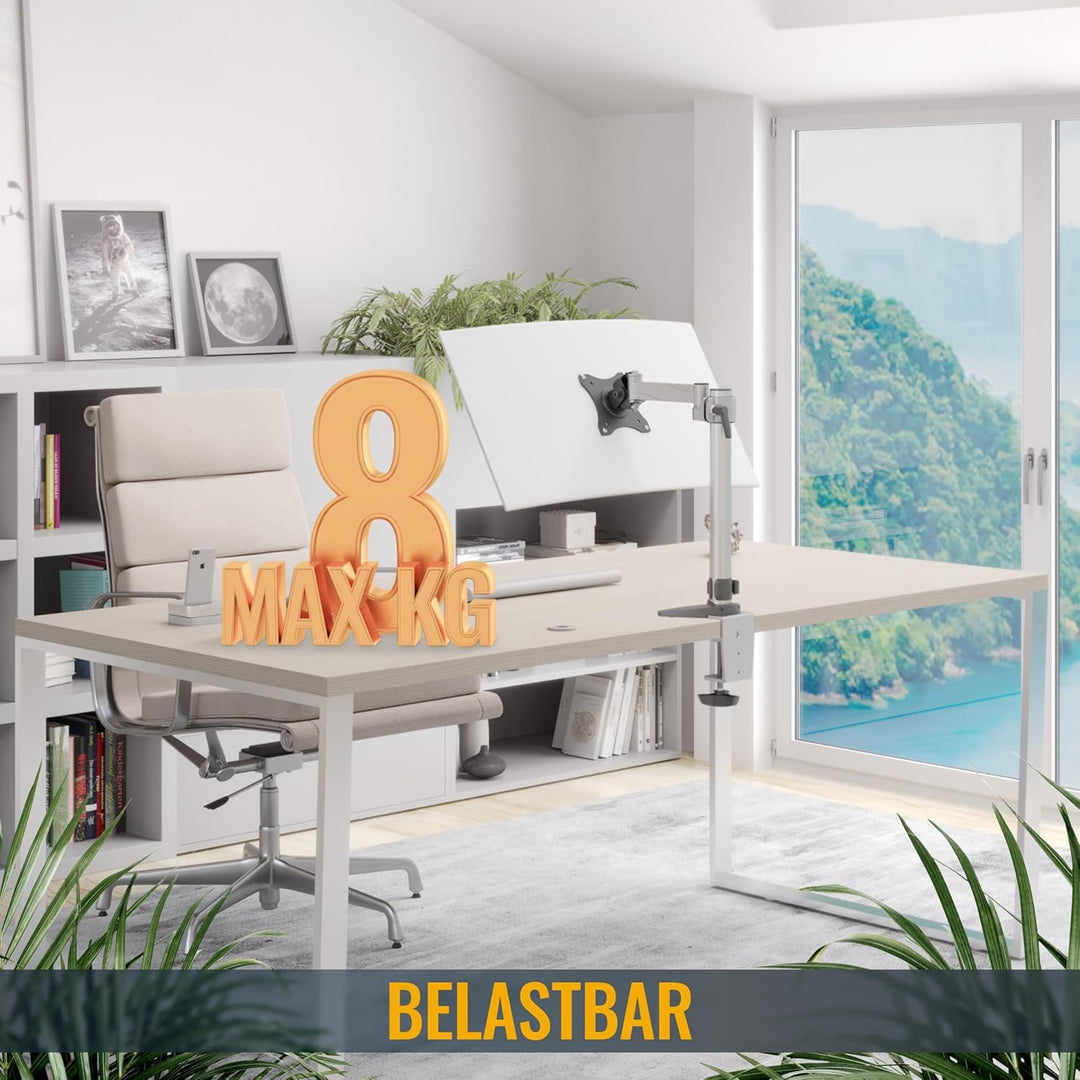 RICOO Monitor Halterung Tisch, VESA Tischhalterung für 13 - 27 Zoll, Monitorhalterung 1 Monitor Arm