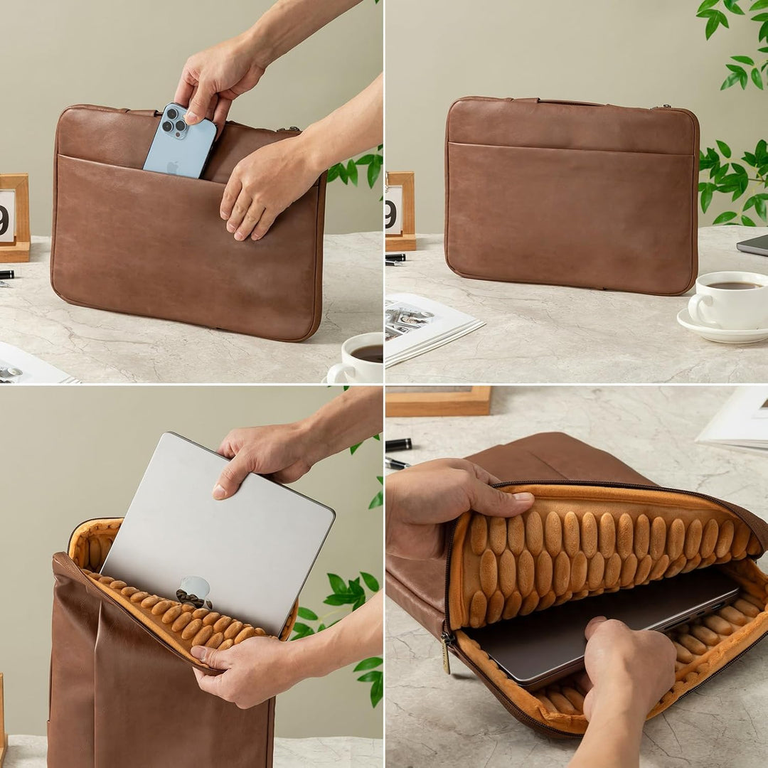 Lopoleis® Laptoptasche, Arbeitstasche Herren und Damen PU Leder, Laptop hülle Business Handtasche Tr