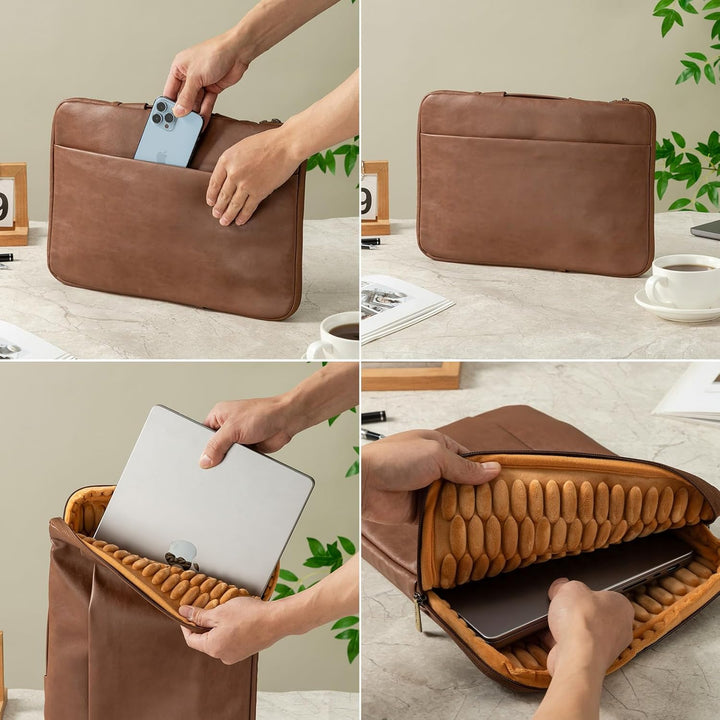 Lopoleis® Laptoptasche, Arbeitstasche Herren und Damen PU Leder, Laptop hülle Business Handtasche Tr