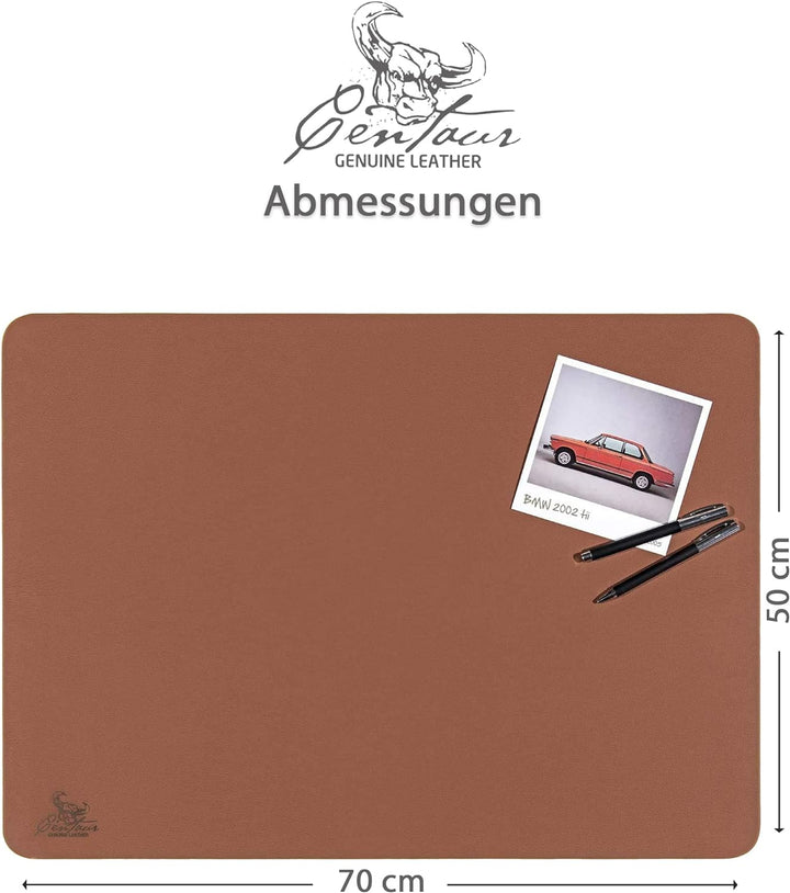 Centaur - Hochwertige Leder Schreibtischunterlage - Cognac Braun 50x70 cm - ideal für Büro und Zuhau