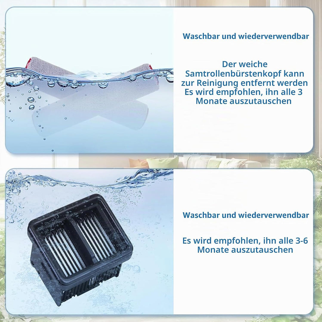 Zubehör für Dreame H12 Pro FlexReach/H15 Pro Nass- und Trockensauger Ersatzteile, 2 Bürstenrolle + 1