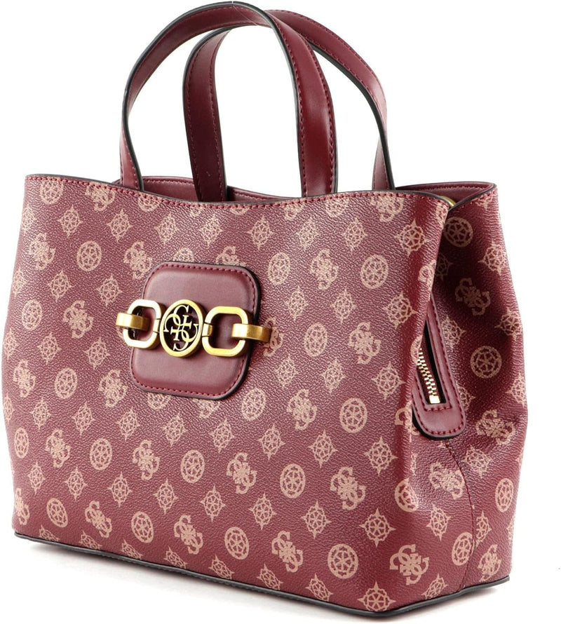 GUESS Hensely Logo Girlfriend Satchel Merlot Multi