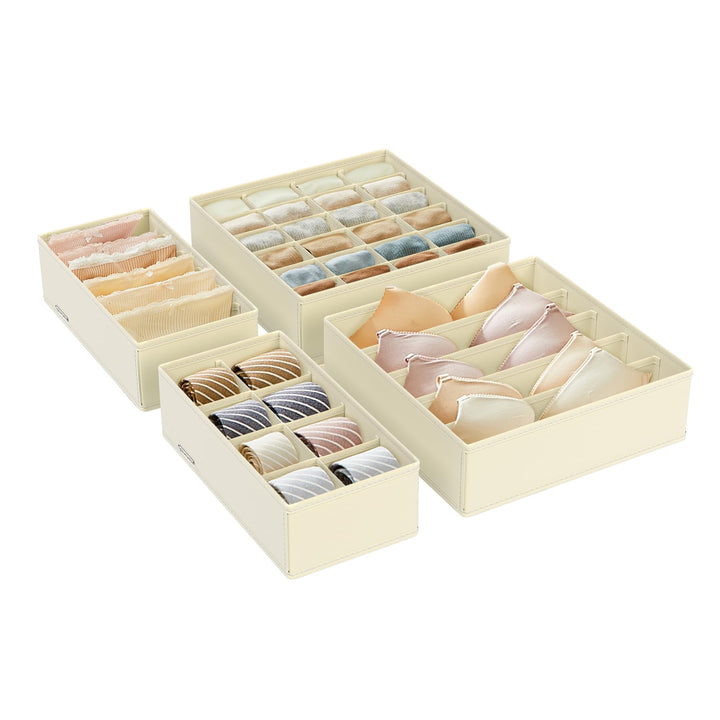 SONGMICS Unterwäsche-Organizer 4er Set, Schubladen-Organizer, faltbar, Ordnungssystem Kleiderschrank