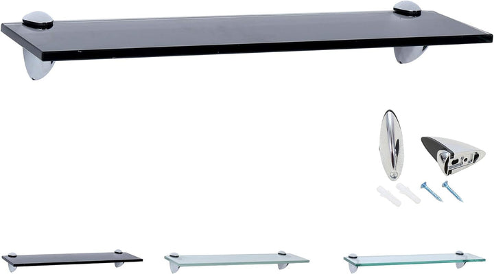 Rapid Teck Glas Wandregal Schwarz Glanz 70cm x 10cm - Glasregal mit 8mm ESG Sicherheitsglas - Glasre