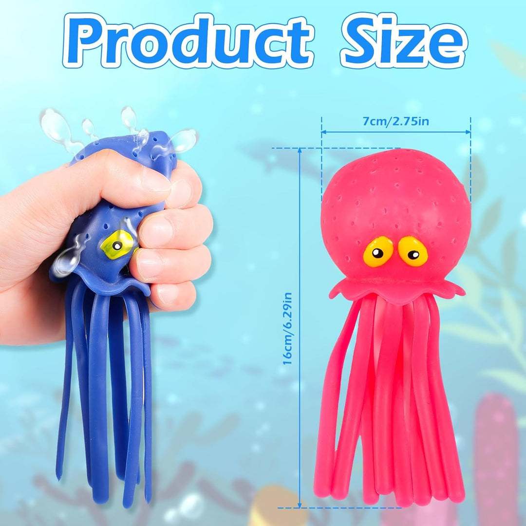 Set mit 4 Oktopus Wasserbomben, Gummi Badespielzeug für Kleinkinder, Sensorisches Stressabbau Poolsp