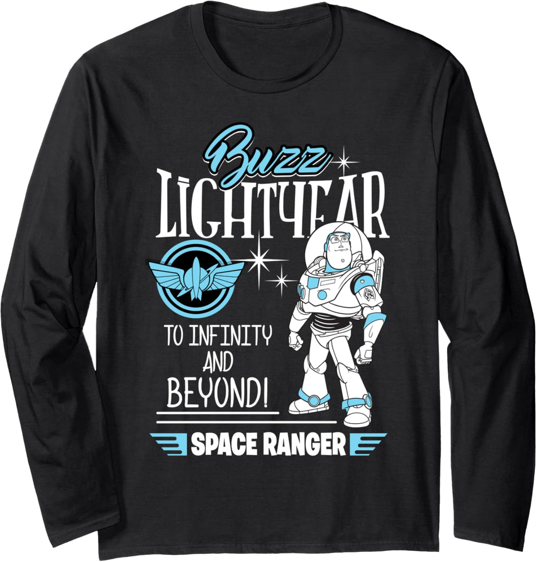 Disney Pixar Toy Story Buzz Lightyear To Infinity Text Langarmshirt
