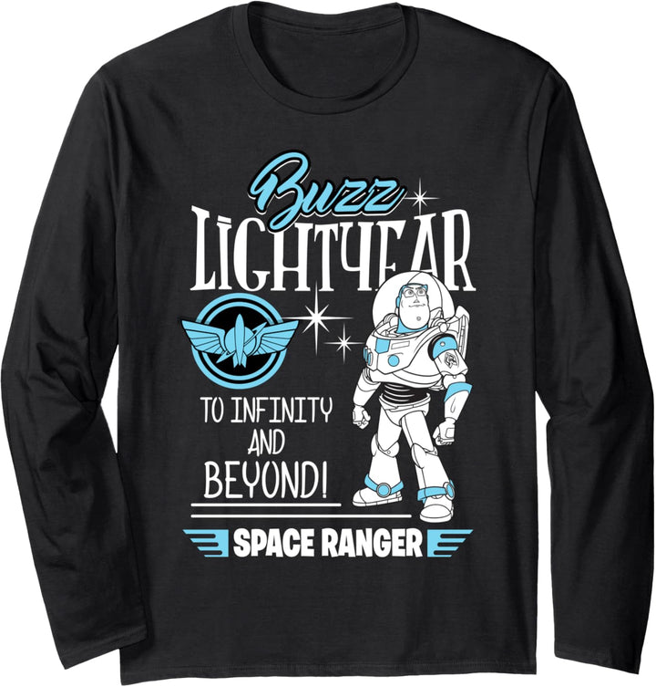 Disney Pixar Toy Story Buzz Lightyear To Infinity Text Langarmshirt