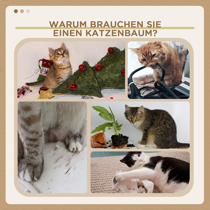 PawHut Kratzbaum 46 cm Kleiner Katzenturm mit Höhle, Spielball, Sisal-Seil, erhöhter Plattform, Katz