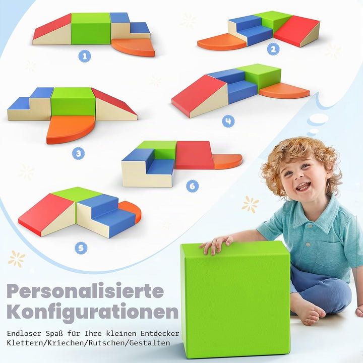 STYPLZ Schaumstoff Bausteine Kinder,Soft Play 4stk Softbausteine Klettern Riesenbausteine Motorik Gr