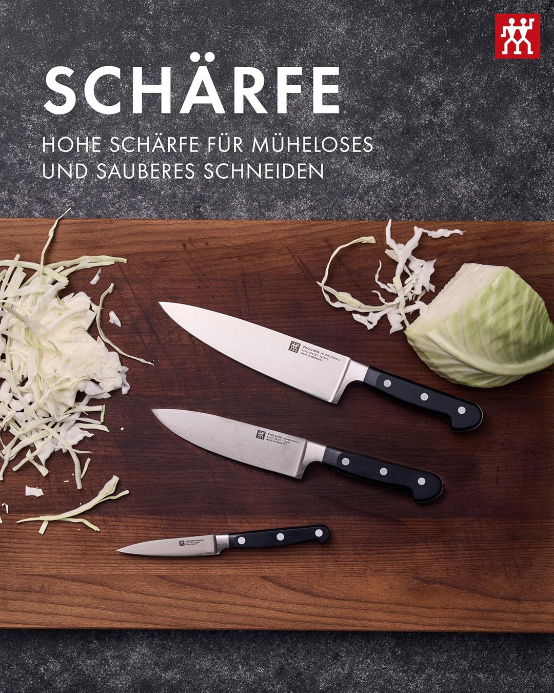 Zwilling 1002325 Messer-Set, 3-tlg., Spick-/Garniermesser, Fleischmesser, Kochmesser, Rostfreier Spe
