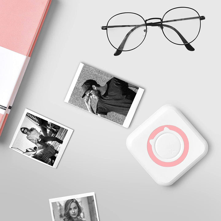 AURTEC Mini-Thermodrucker, tragbarer, kabelloser Bluetooth-Tintenloser Drucker mit 3 Rollen Aufklebe