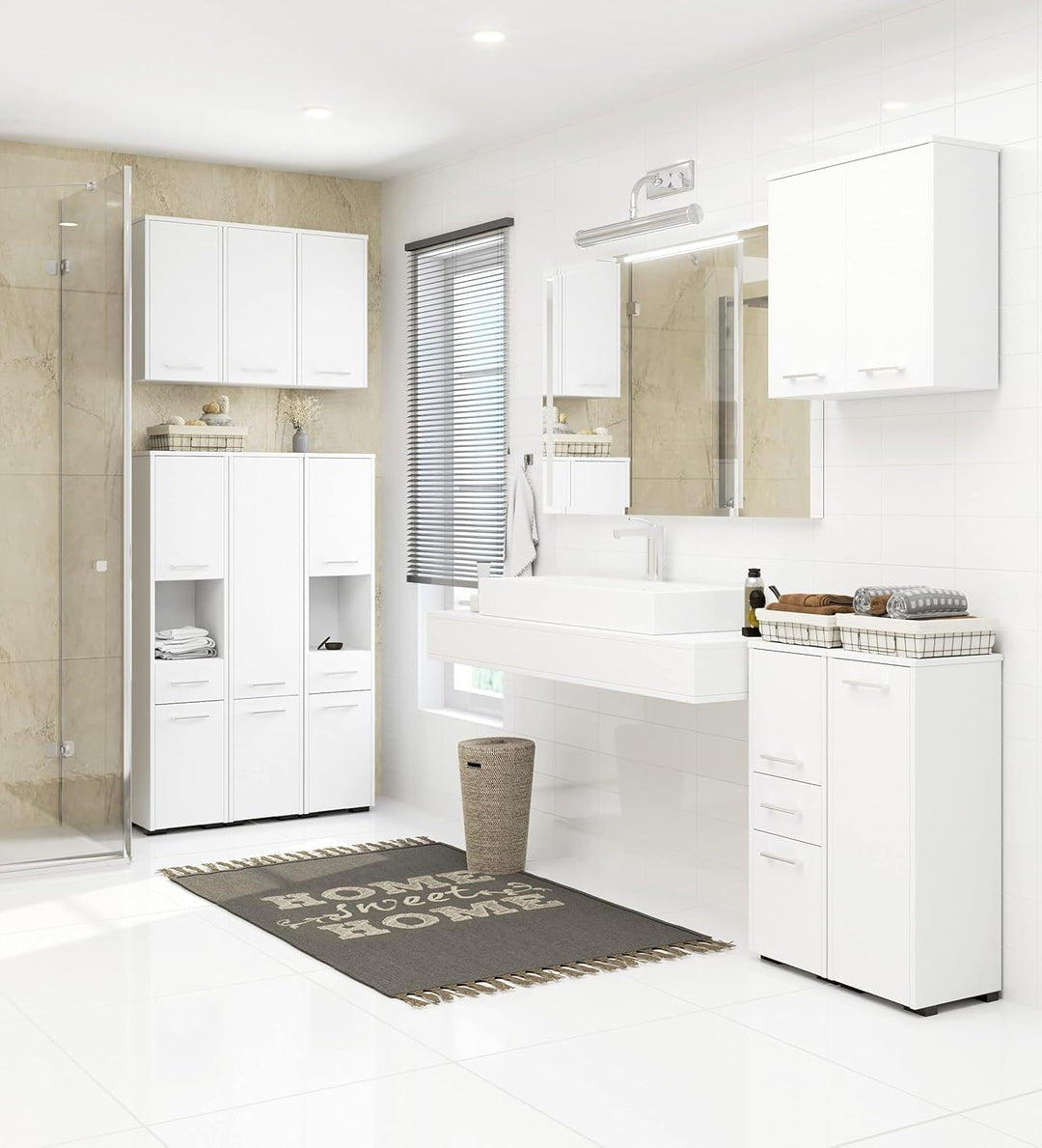 AKORD Badezimmerschrank schränke | Badezimmer kommode | FIN 85 2D1SZ, 2 Türen und 1 Schublade, B30 x