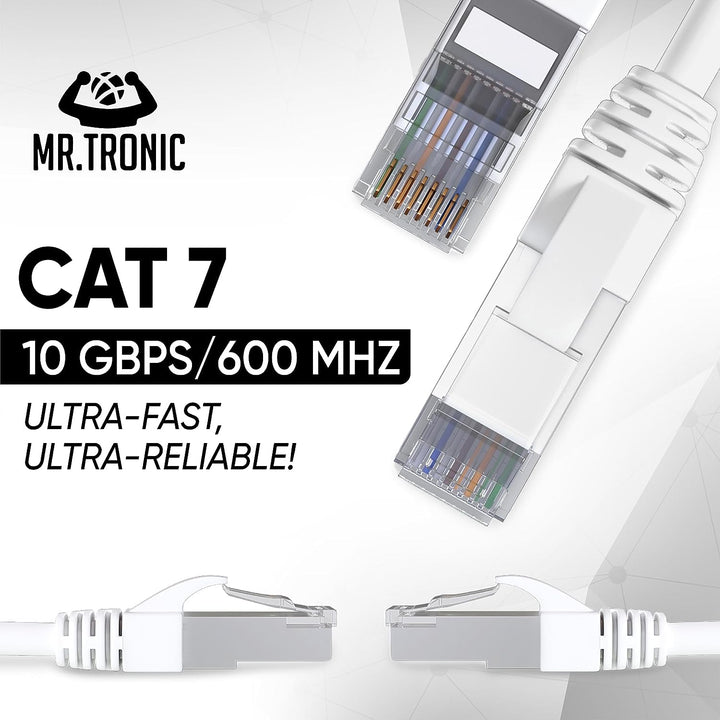 Mr. Tronic 30m Ethernet Netzwerkkabel Cat 7, LAN Netzwerkkabel mit RJ45 Anschlüssen für schnelle & z