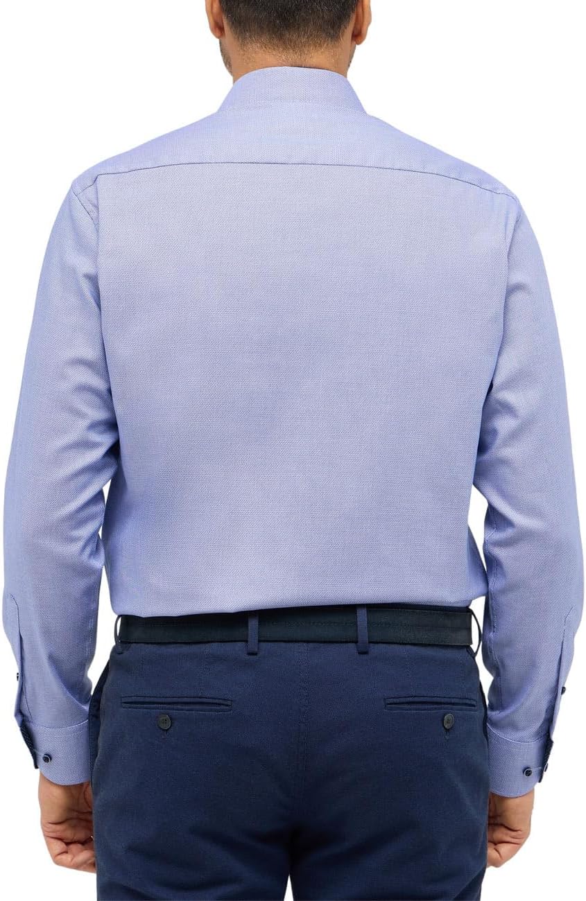 ETERNA Herren Langarm Hemd Comfort Fit ohne Brusttasche | 100% Baumwolle | Bügelfrei 46 _/*Blau16*_/