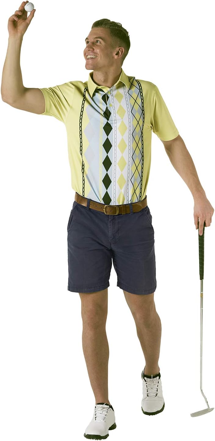 Royal &amp; Awesome Herren Gemusterte Golf-Polo-Shirts Gemusterte Golf-Polo-Shirts S Gelb, S Gelb