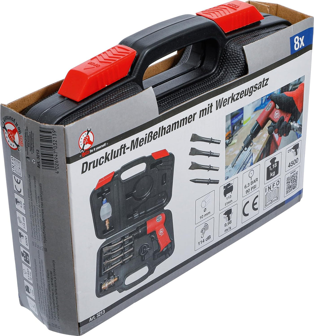 BGS Diy 3213 | Druckluft-Meisselhammer mit Werkzeugsatz | 8-tlg., Satz