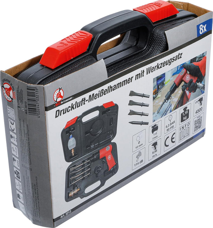 BGS Diy 3213 | Druckluft-Meisselhammer mit Werkzeugsatz | 8-tlg., Satz