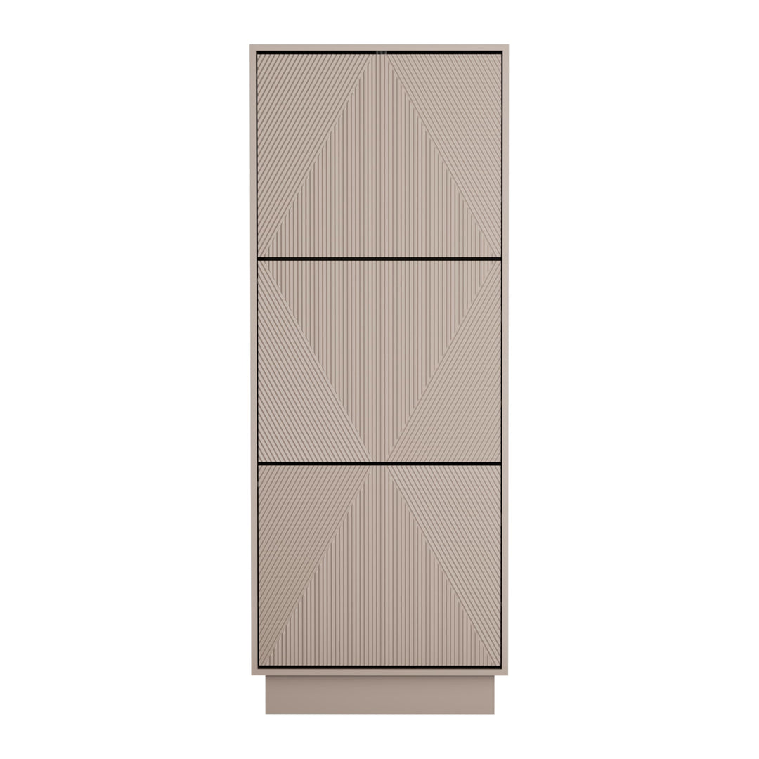 UEV Schuhschrank mit 3 Klappen, Schuhkipper Schuhkommode Schuhregal schmal für Flur mit Kippschutz/D