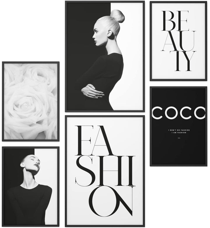 Papierschmiede® XXL Mood Poster Set Coco Black Beauty, Gerahmte Bilder (Aluminium Rahmen, Farbe wähl