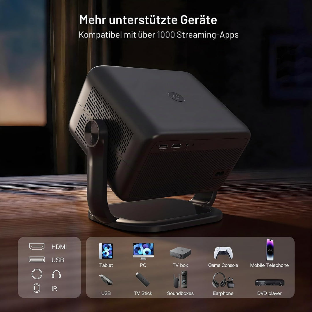 4K Unterstützung Smart Beamer HiFi Audio/KI-Sprachsteuerung/HDR10+/800 ANSI | Native 1080P FHD Heimk