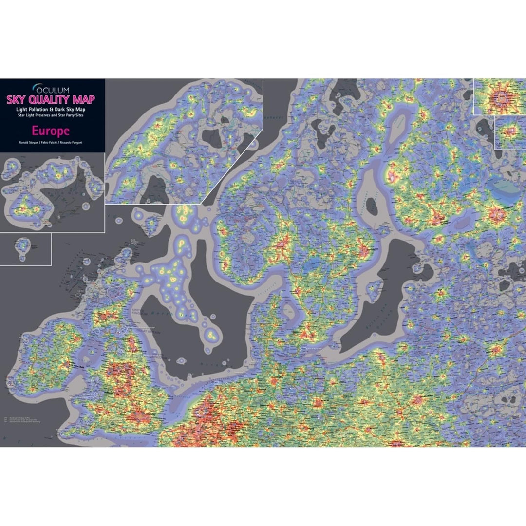 Sky Quality Map Europe: Light Pollution & Dark Sky Map - Star Light Preserves and Star Party Sites,