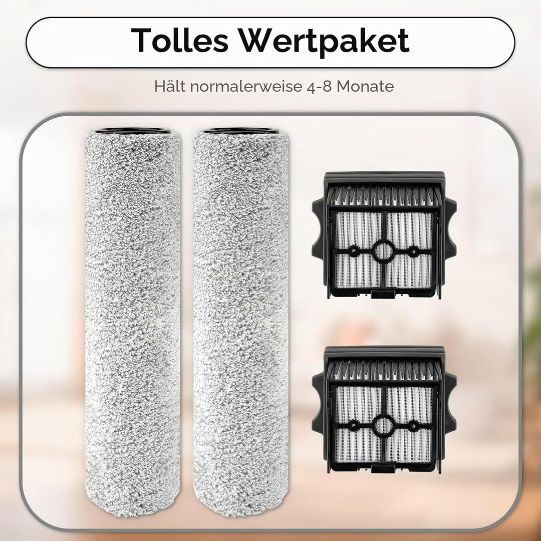 (4 Stück) Floor One S9 Artist Pro Bürstenrollen Und Hepa-Filter Für Den Tineco Floor One S9 Artist P