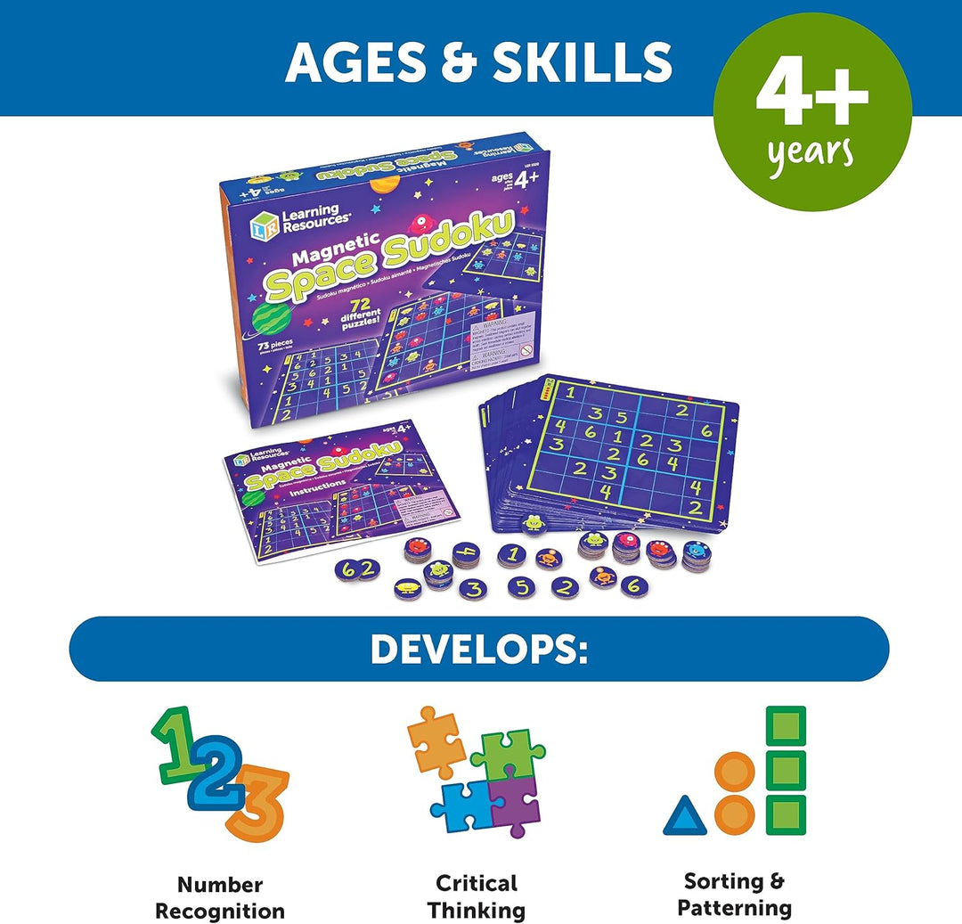 Learning Resources Magnetisches Weltraum-Sudoku, Rätselspiel, 72 Teile, ab 4 Jahren