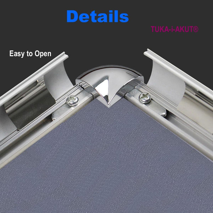 TUKA-i-AKUT 5er Aluminium Klapprahmen DIN A2 | 25 mm Profil | Abgerundete Ecken | Schutzscheibe Befe