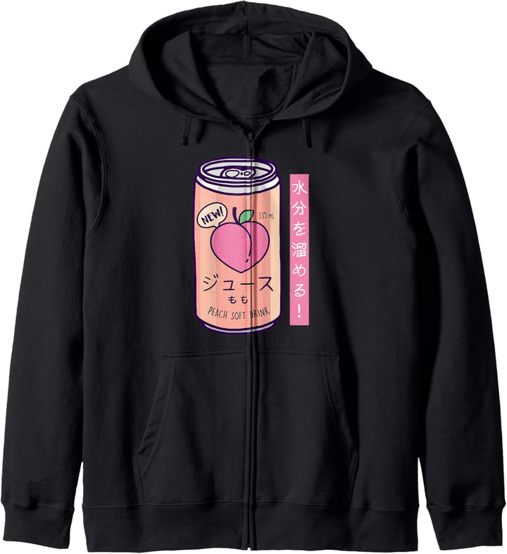 90er Japanisches Pfirsich-Getränk Retro Vintage Japan Kapuzenjacke