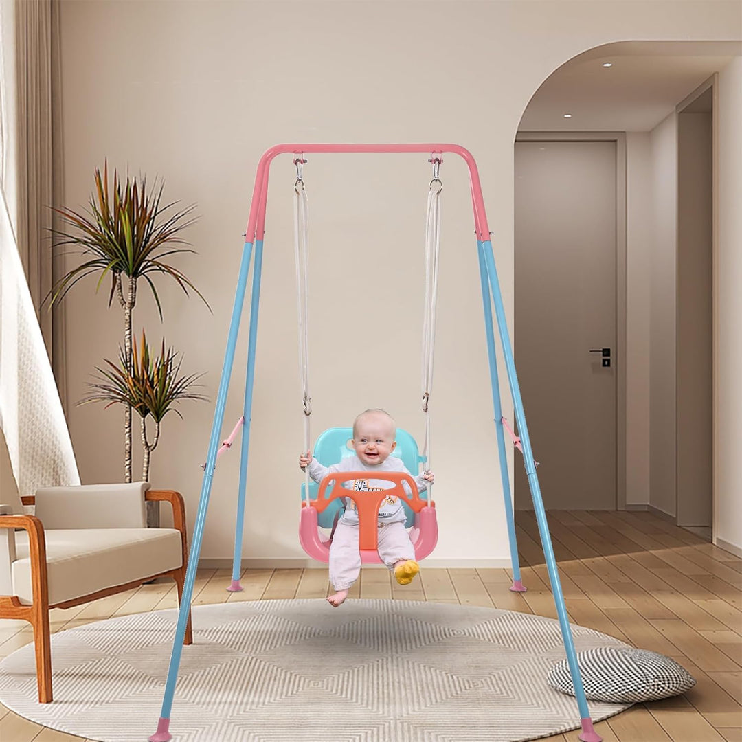 Babyschaukel, 3-in-1-Babyschaukel für drinnen und draussen mit Gestell, Kinderschaukel mit Metallstä