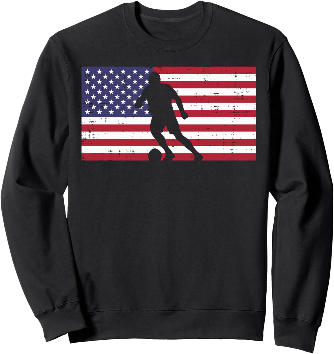 American Flag Fussball Silhouette Vintage Fussball Patriotisch Sweatshirt