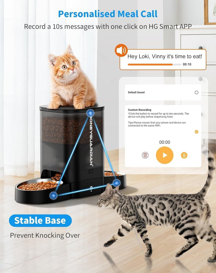 Futterautomat für 2 Katzen und Hunde mit APP, 5G WLAN Katzen Futterautomaten und Timer, 5L Automatis