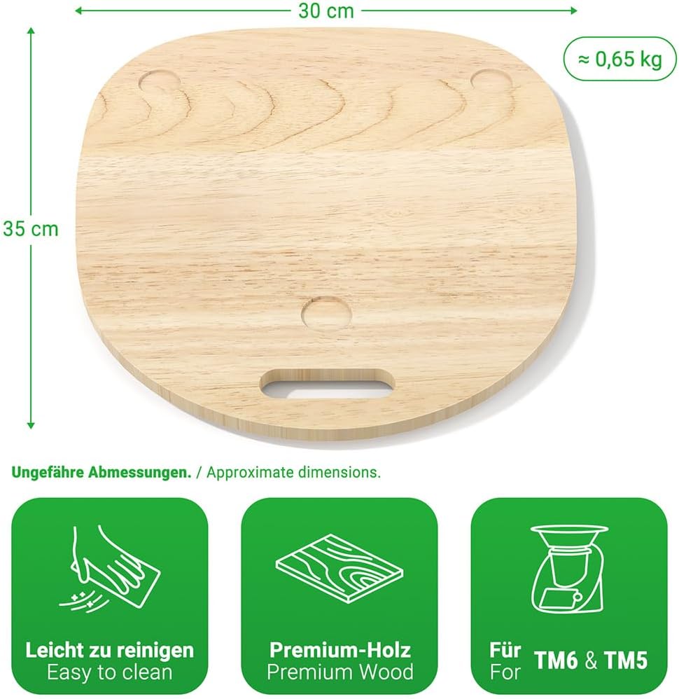 Siegvoll Gleitbrett für Thermomix TM6 TM5 aus Holz, Gleiter müheloses Verschieben Rollbrett, Zubehör
