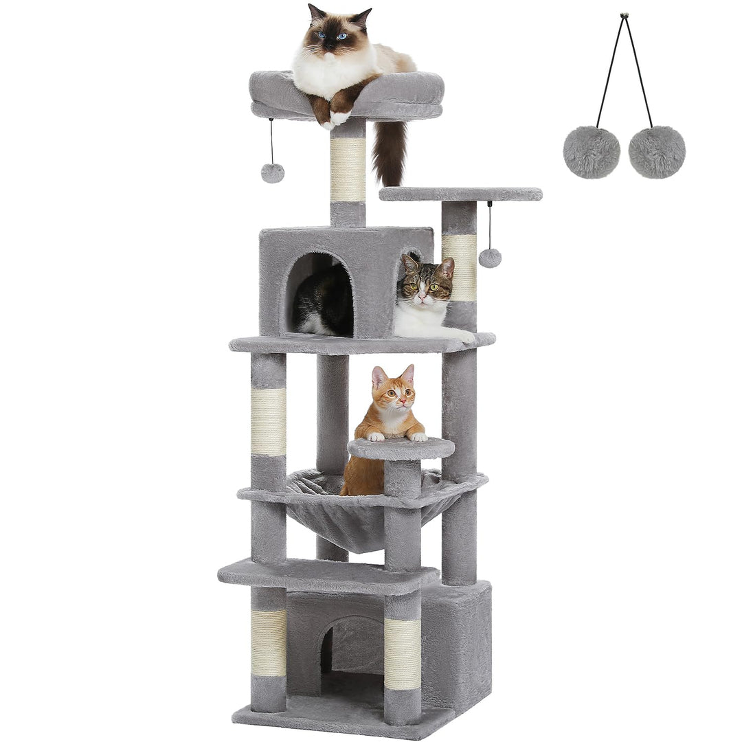 PAWZ Road Grosser Kratzbaum, 136 cm Katzenturm für grosse Katzen, Katzenhaus mit Sisal-bezogenen Kra
