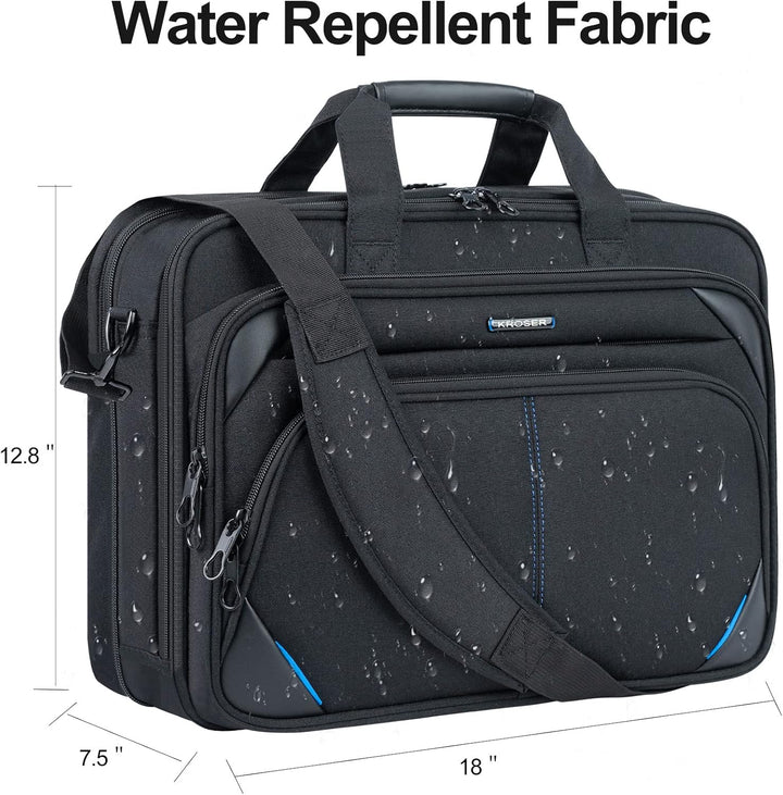 KROSER Laptop Tasche 18 Zoll Business Tasche Laptop für 17,3 Zoll Computer, Laptop Aktentasche, Wass