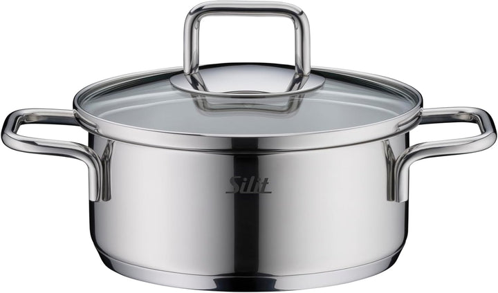 Silit Extra Cook Mini-Bratentopf 14 cm mit Glasdeckel, Innenskalierung, breiter Schüttrand, qualitat