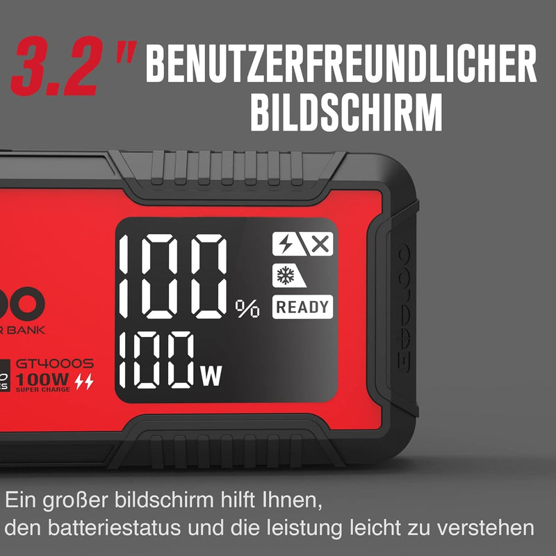 GOOLOO GT4000S Starthilfe Powerbank 4000A 100W Zweiwege-Schnellladegerät für 10-Liter-Diesel- und 12