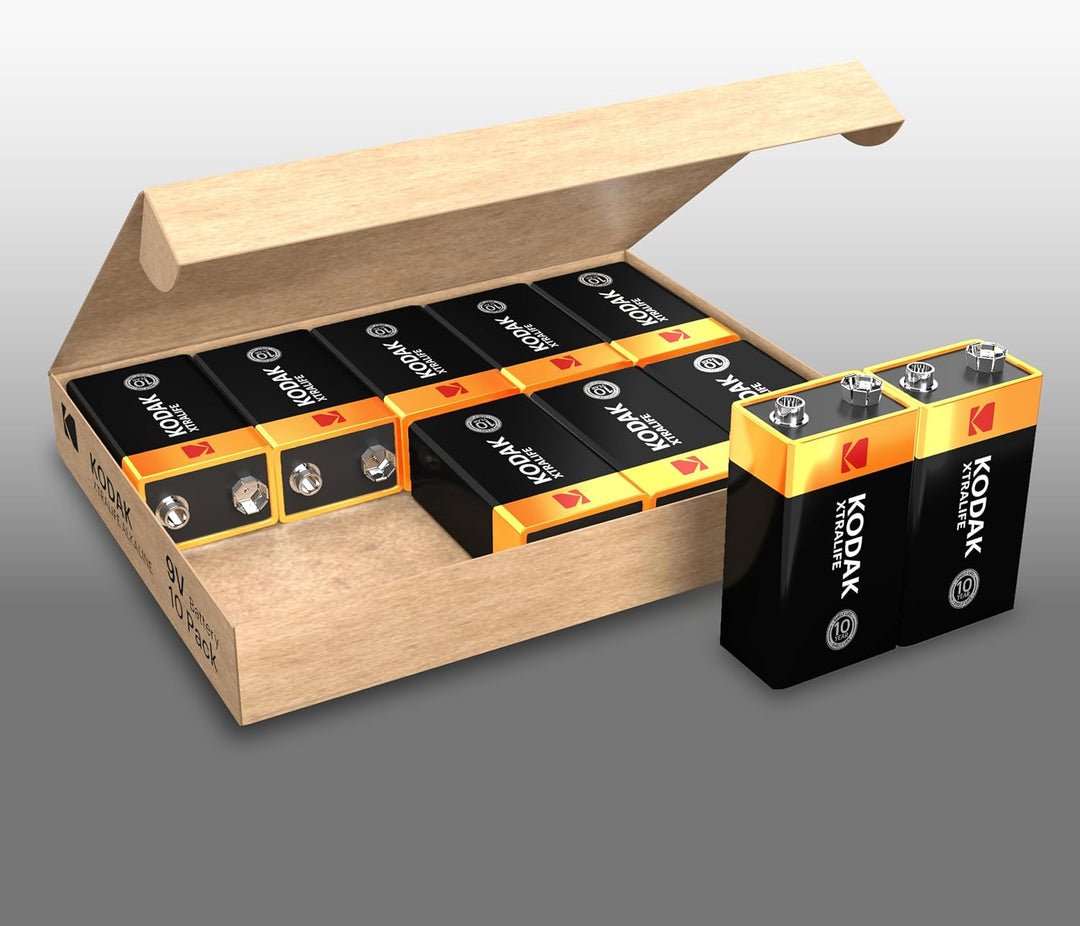 Kodak | 9 Volt Blockbatterie für Rauchmelder | 9V Batterien | 10 Stück | PP3, 9V