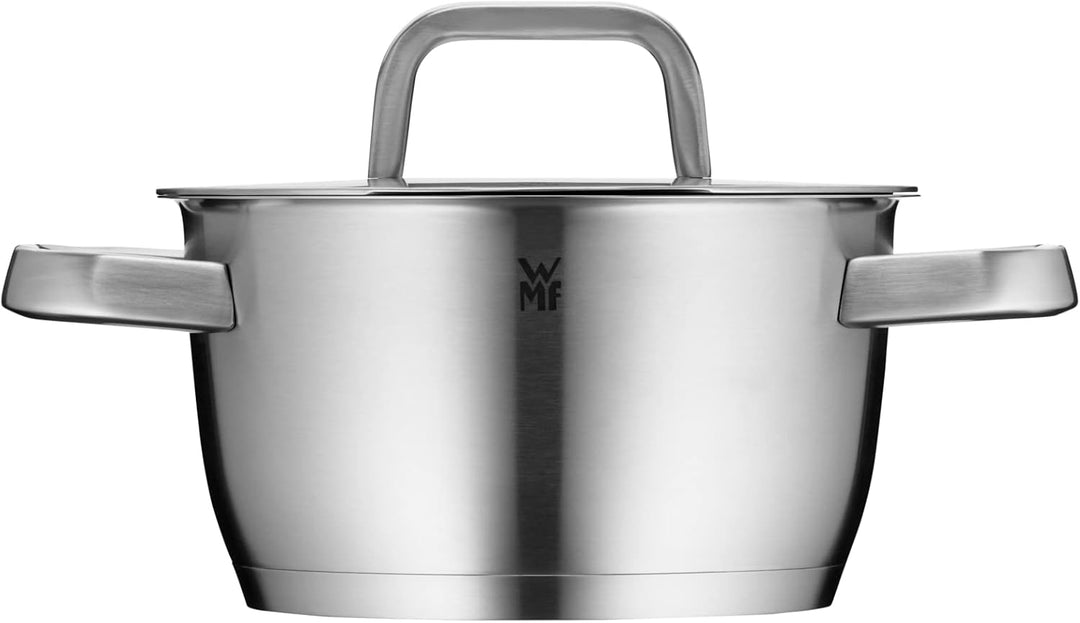 WMF Iconic Kochtopf klein 18cm, Metalldeckel, Fleischtopf Induktion 2,3l, kleiner Topf, Cromargan Ed