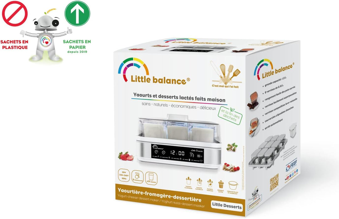 LITTLE BALANCE 8448 Joghurtbereiter, Joghurt Desserts, hausgemachter Quark, 5 Automatikprogramme, 9